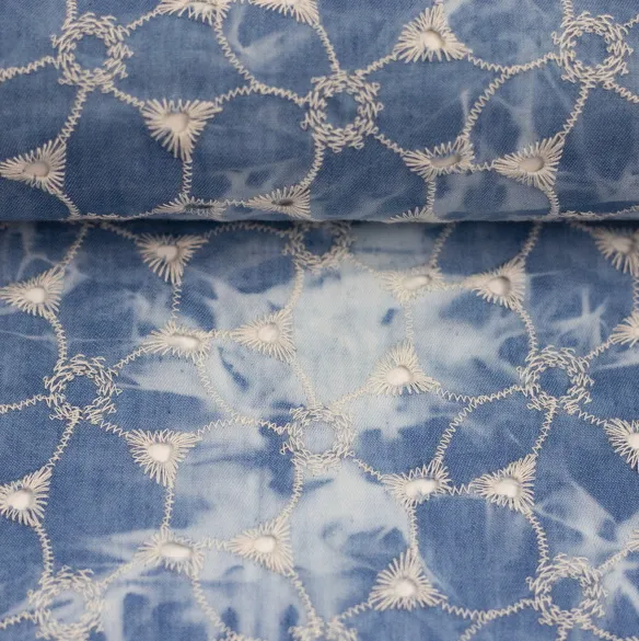 Broderie jeans bloemen